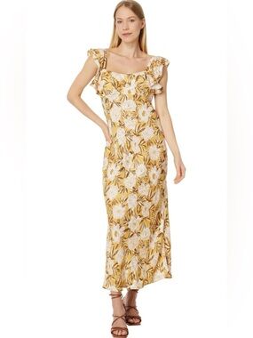 Madewell yellow floral print dress women’s size 4